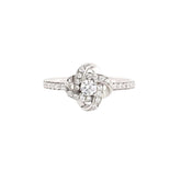 Round Zircon Four Leaf Windmill Opening Sterling Silver Ring